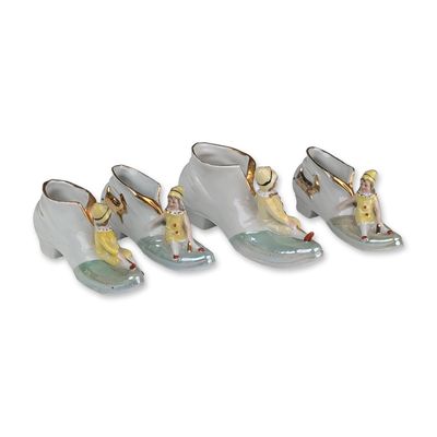 4pc German Porcelain Shoe Figurines