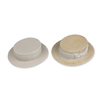 Pair of British Heraldic Crested China Miniature Boater Hats