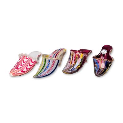 4pc Murano Art Glass High Heel Slipper Figurines