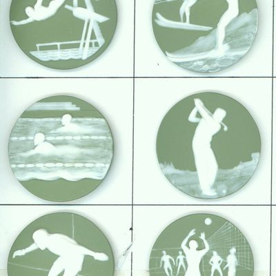 A SMALL CARD OF DIVISION ONE JASPERWARE BUTTONS