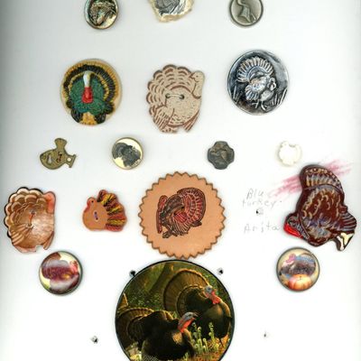 Sale Photo Thumbnail #179: A CARD OF DIVISION THREE TURKEY BUTTONS