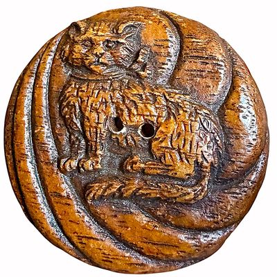 Sale Photo Thumbnail #339: A SCARCE DIVISION THREE WOOD ANIMAL BUTTON