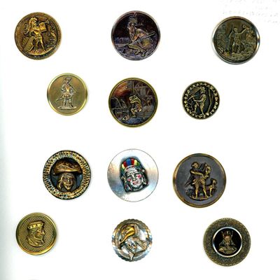 A CARD OF DIVISION ONE AND THREE MEN BUTTONS