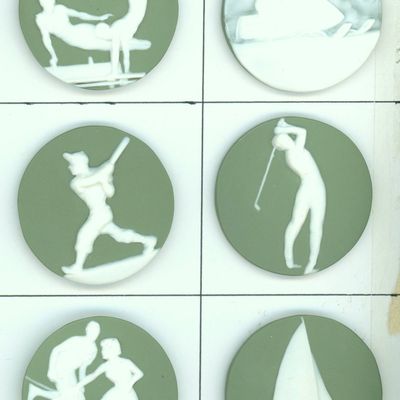 Sale Photo Thumbnail #155: A SMALL CARD OF DIVISION ONE JASPERWARE BUTTONS
