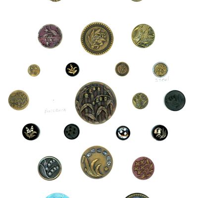 A CARD OF DIVISION 1 & 3 LILY OF THE VALLEY BUTTONS