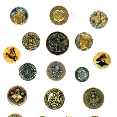 A CARD OF DIVISION ONE PICTURE BUTTONS