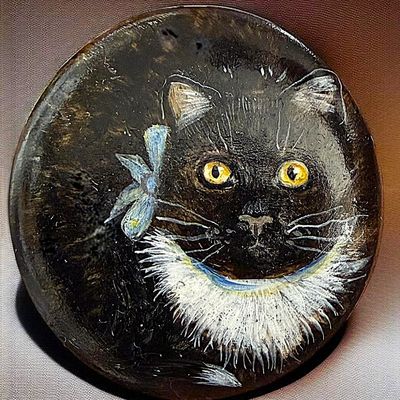 A DVISION THREE HAND PAINTED STUDIO ARTIST BUTTON