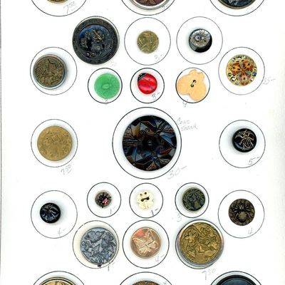 Sale Photo Thumbnail #180: A CARD OF DIVISION ONE AND THREE INSECT BUTTONS