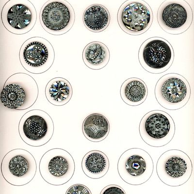 Sale Photo Thumbnail #409: A CARD OF DIVISION ONE BLACK GLASS BUTTONS
