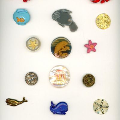 Sale Photo Thumbnail #263: A CARD OF DIVISION THREE SEALIFE BUTTONS