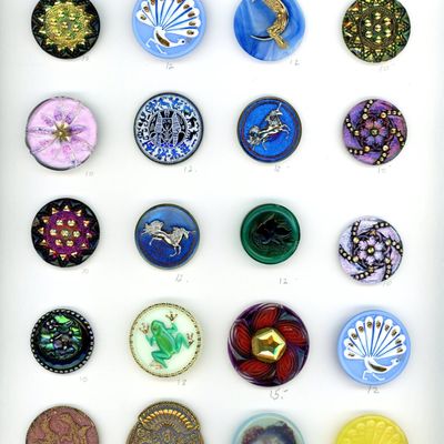 Sale Photo Thumbnail #138: A CARD OF DIVISION THREE CZECH GLASS BUTTONS