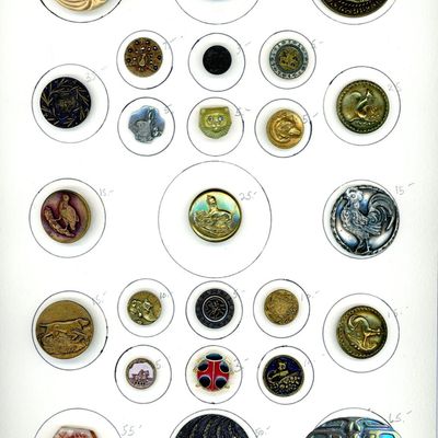 A CARD OF DIVISION ONE ASSORTED ANIMAL BUTTONS