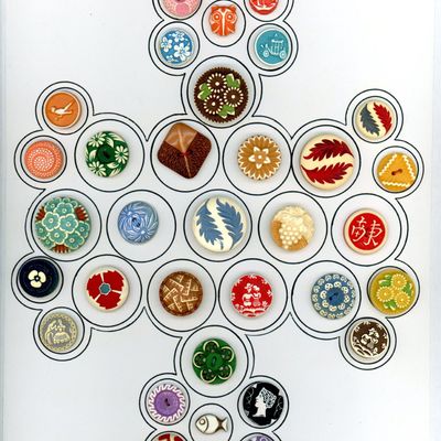 A CARD OF DIVISION THREE CELLULOID BUTTONS