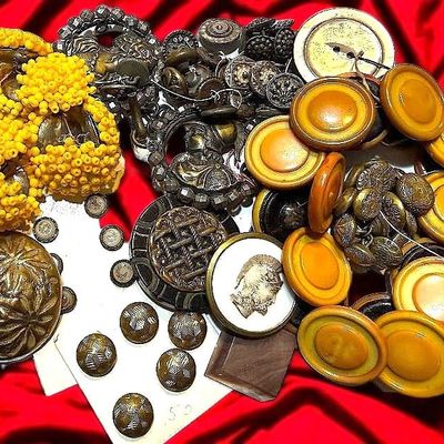 Sale Photo Thumbnail #355: A BAG LOT OF ASSORTED DIVISION MATERIAL BUTTONS