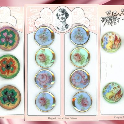 Sale Photo Thumbnail #318: AN ASSORTMENT OF DIV. 3 COLORFUL CZECH GLASS BUTTONS