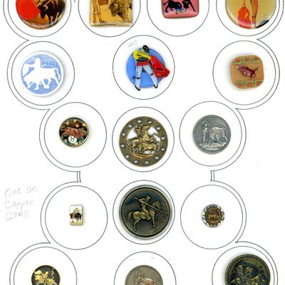 Sale Photo Thumbnail #126: A CARD OF DIVISION ONE AND THREE BULL BUTTONS