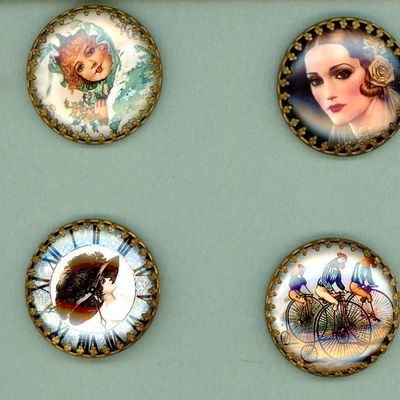 Sale Photo Thumbnail #121: A SMALL CARD OF DIVISION THREE GLASS IN METAL BUTTONS
