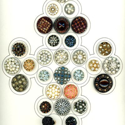 Sale Photo Thumbnail #247: A CARD OF DIVISION ONE AND THREE JEWELED BUTTONS