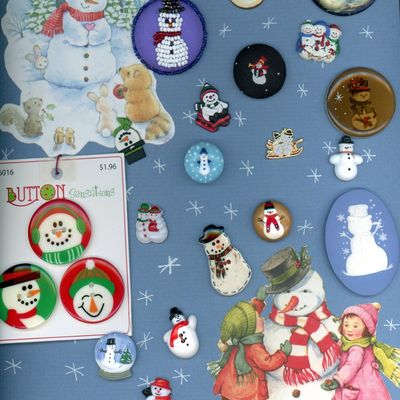 Sale Photo Thumbnail #156: A CARD OF DIVISION THREE SNOWMEN BUTTONS