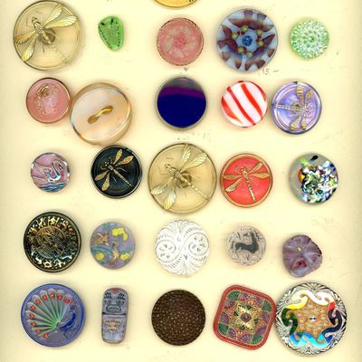 Sale Photo Thumbnail #380: A CARD OF DIVISION THREE ASSORTED CZECH GLASS BUTTONS
