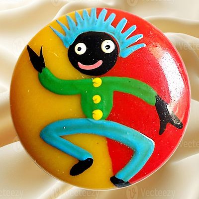 Sale Photo Thumbnail #159: A DIVISION THREE HAND PAINTED CASEIN PICTORIAL BUTTON