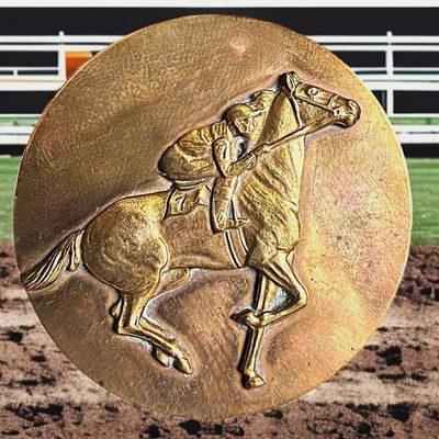 Sale Photo Thumbnail #349: A DIVISION THREE PICTORIAL HORSE AND RIDER BUTTON