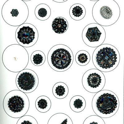 Sale Photo Thumbnail #232: A CARD OF DIVISION ONE SPECIALIZED BLACK GLASS BUTTONS