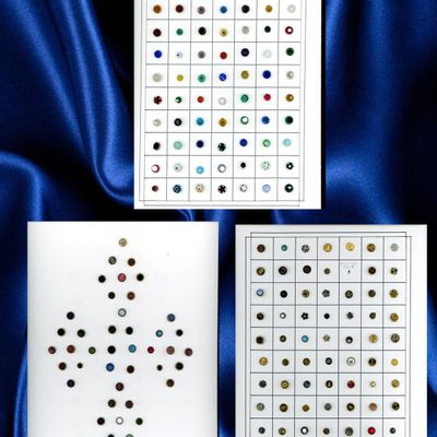 Sale Photo Thumbnail #395: 3 CARDS OF DIV. 1 ASSORTED GLASS & IN METAL BUTTONS