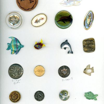 Sale Photo Thumbnail #214: A CARD OF DIVISION 1 & 3 ASSORTED AQUATIC BUTTONS