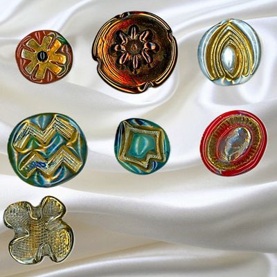 Sale Photo Thumbnail #277: A SMALL CARD OF DIVISION THREE ENGLISH GLASS BUTTONS