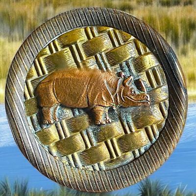 A DIVISION THREE PICTORIAL RHINO BUTTON