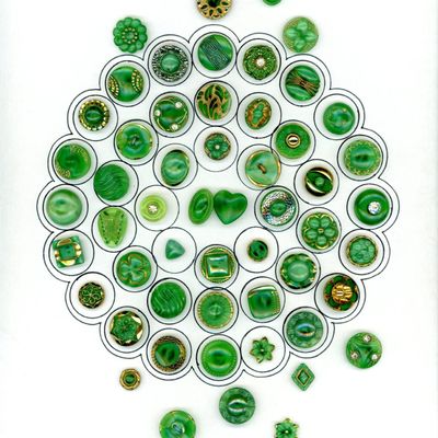 Sale Photo Thumbnail #396: A CARD OF DIVISION THREE MOONGLOW GLASS BUTTONS