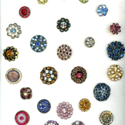 Sale Photo Thumbnail #248: A CARD OF DIVISION ONE AND THREE JEWELED BUTTONS