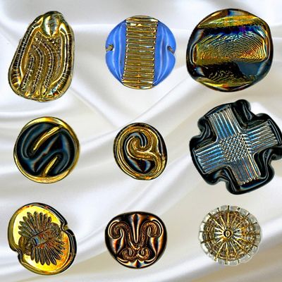Sale Photo Thumbnail #137: A SMALL CARD OF DIVISION THREE ENGLISH GLASS BUTTONS