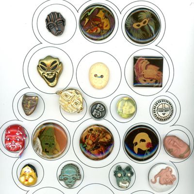 Sale Photo Thumbnail #224: A CARD OF DIVISION ONE & THREE MASK BUTTONS