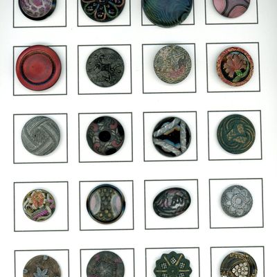 Sale Photo Thumbnail #230: A CARD OF DIVISION ONE BLACK GLASS BUTTONS