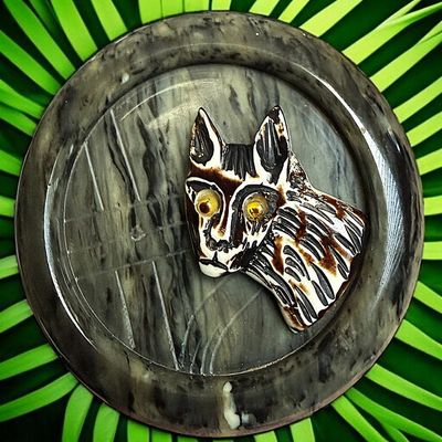 Sale Photo Thumbnail #336: A DIVISION ONE CASEIN CARVED CAT BUTTON