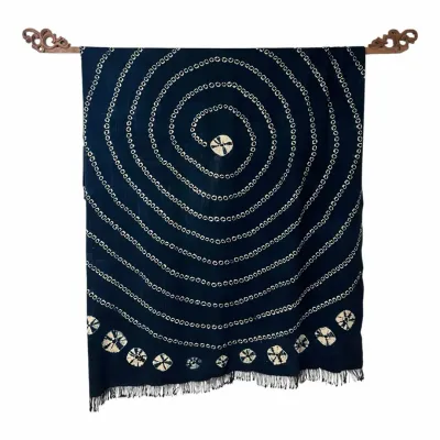 Japanese Shibori On Wooden Carved Fixture