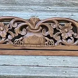 Hand Carved Asian Architectural Wooden Panel  