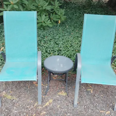 2 Lawn / Patio Chairs With Small Folding Table