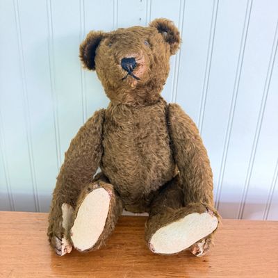 Antique Steiff Mohair Teddy Bear 12" Original Metal Button in Ear