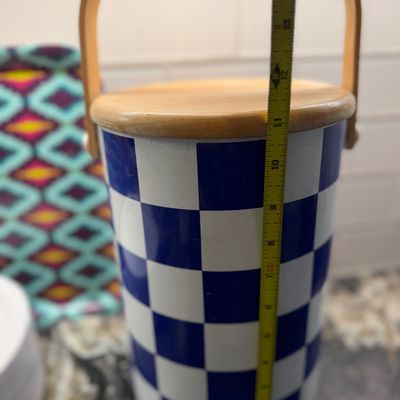 Lot of Colorful Plastic Kitchenware, Larry Laslo Ice Bucket, Serving Plates and Patterned Glasses