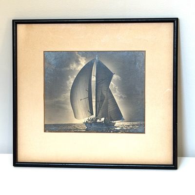 Antique Framed Sailboat Photograph