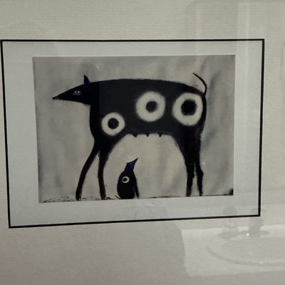 Two Framed Jimmy Wright Signed Abstract Minimalist Animal Artworks