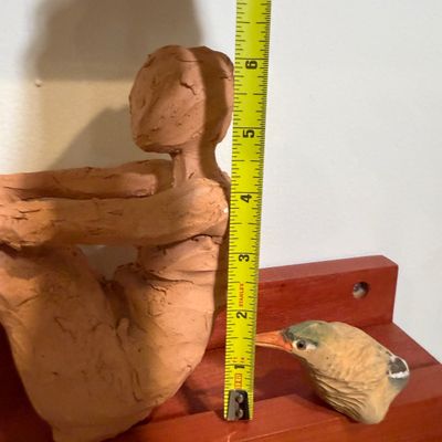 Folk Art Collection –Julia Stankova “A Bird Bizarre” Painted Wood Reliefs, Bird-Decorated Wooden Box, Two Wood Bird Sculptures & Clay...