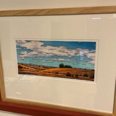 Micah Schwaberow “Cloud Dragons (Golden Hills)” Signed Limited Edition Woodblock Print Framed Matted Art
