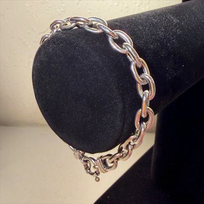 14k White Gold Italy Chain Bracelet