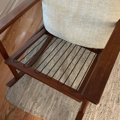 DUX Danish Modern Wooden Rocking Chair with Woven Cane Back, Made in Denmark