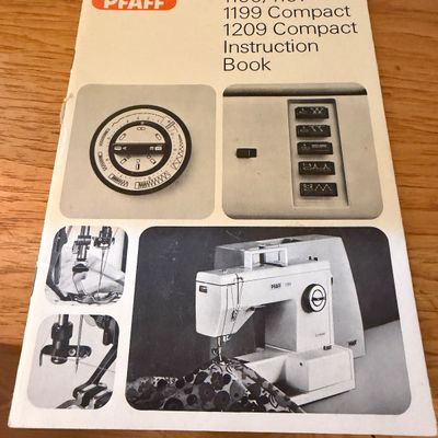 Vintage Pfaff 1209 Compact Sewing Machine with Hard Case and Instruction Manuals Tested