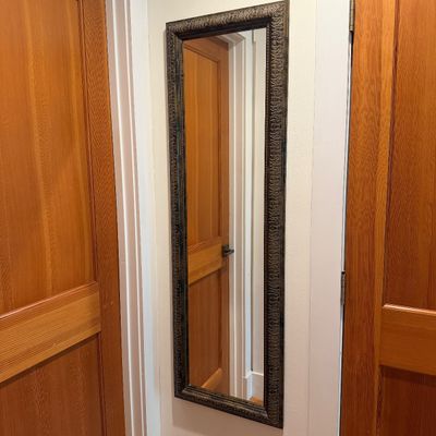Dark Ornate Full-Length Wall Mirror with Embossed Decorative Frame